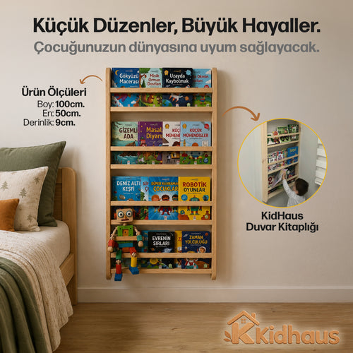 Ahşap Duvar Kitaplığı