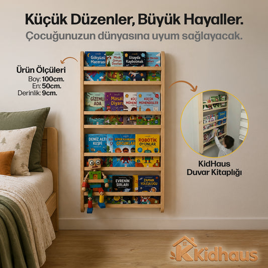 Ahşap Duvar Kitaplığı